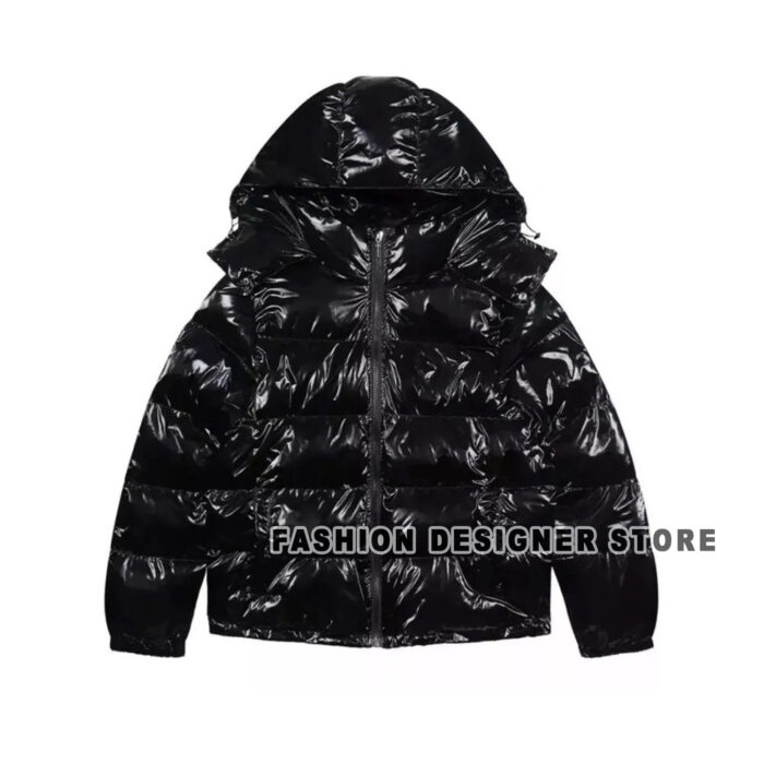 PLAIN Trapstar Irongate Detachable Hooded Puffer Jacket Gloss Black FRONT